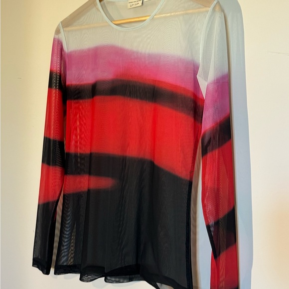 Dries Van Noten x Len Lye Sheer Mesh Ombre Top ❤️🖤 Large - Picture 4 of 5